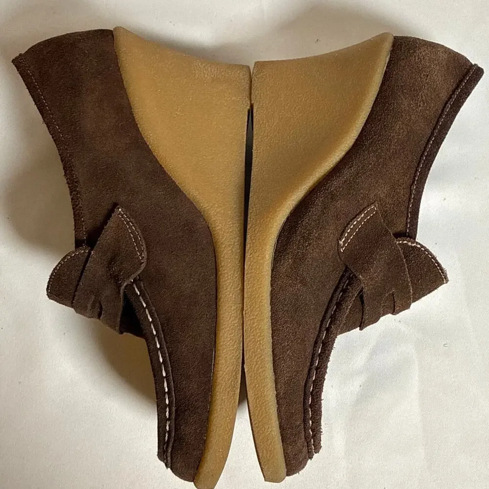 Paris Blues Y2K Brown Suede Platform Wedge Loafers Women’s 8.5 Vintage